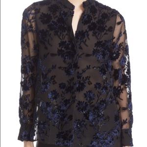 Alice & Olivia velvet burnout blouse small NWT